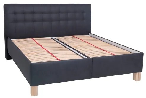 Pat tapițat VIOLET 180 x 200 cm, antracit, cu spațiu de depozitare, fără saltea