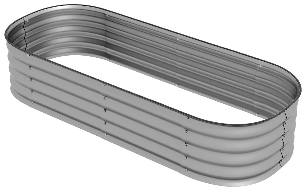 Outsunny Pat de flori pentru plante, pat de flori modular, margini protejate, design fara fund, 150 x 62 x 30 cm, Argintiu | Aosom Romania