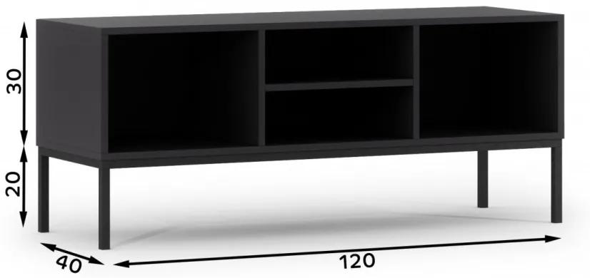 Comodă TV cu doua usi si doua rafturi, 120x50 cm, Lanzzi, Eltap (Culoare: Negru)