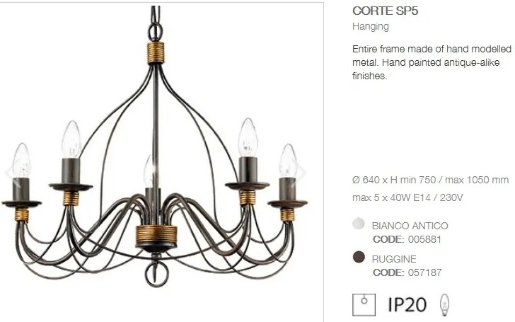 Candelabru clasic modelat si pictat manual CORTE SP5 RUGGINE 057187