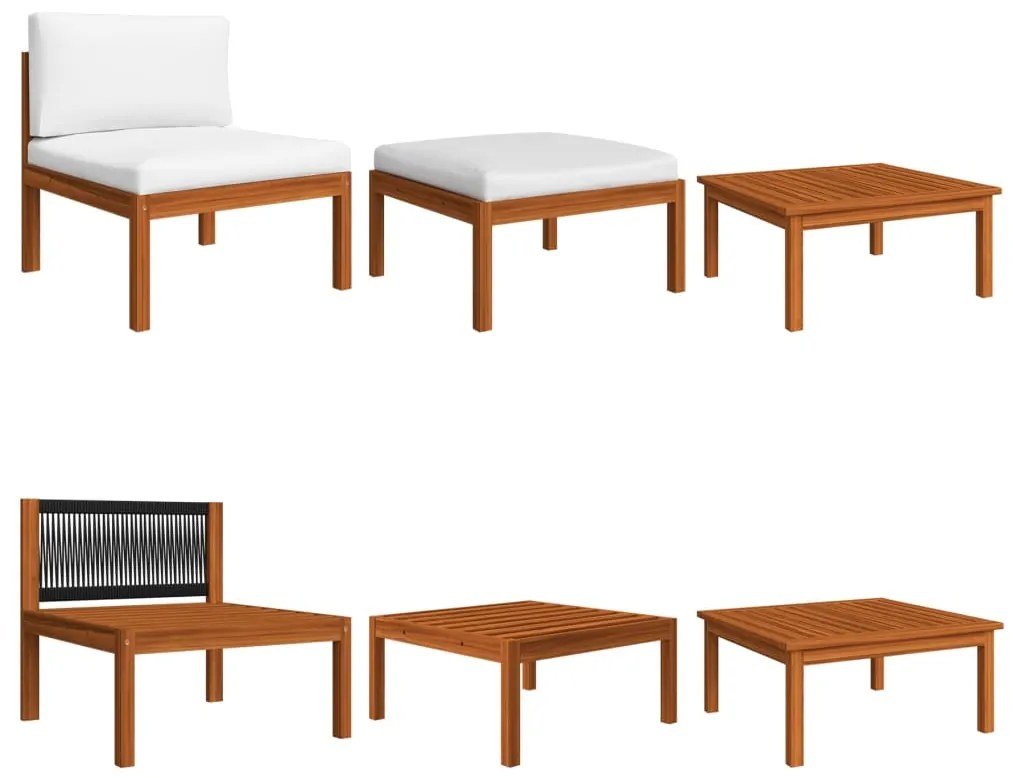 312425 vidaXL Set mobilier de grădină cu perne, 3 piese, lemn masiv de acacia