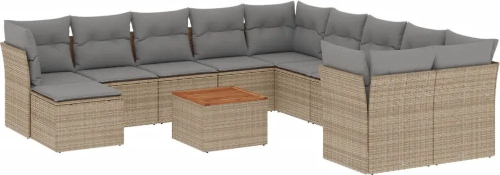 vidaXL Set canapele de grădină cu perne, 12 piese, bej, poliratan