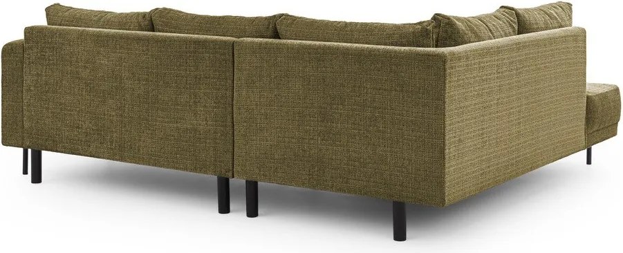 Colțar verde cu tapițerie din chenille (cu colț pe partea stângă/în formă de ”L”) Mauris – Ropez