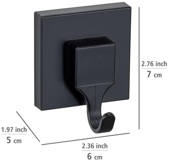 WENKO 71448800 - Cârlig VACUUM-LOC QUADRO ED, 6 x 7 cm, negru