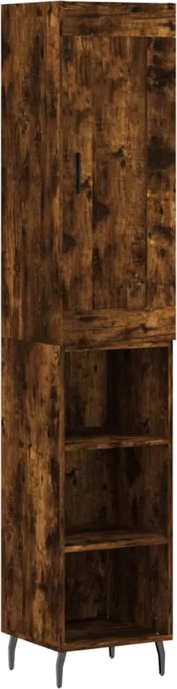 vidaXL Dulap înalt, stejar fumuriu, 34,5x34x180 cm, lemn prelucrat