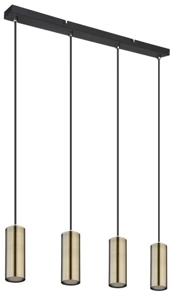 Lustră pe cablu ROBBY 4xGU10/35W/230V neagră/alamă Globo 57911-4HM