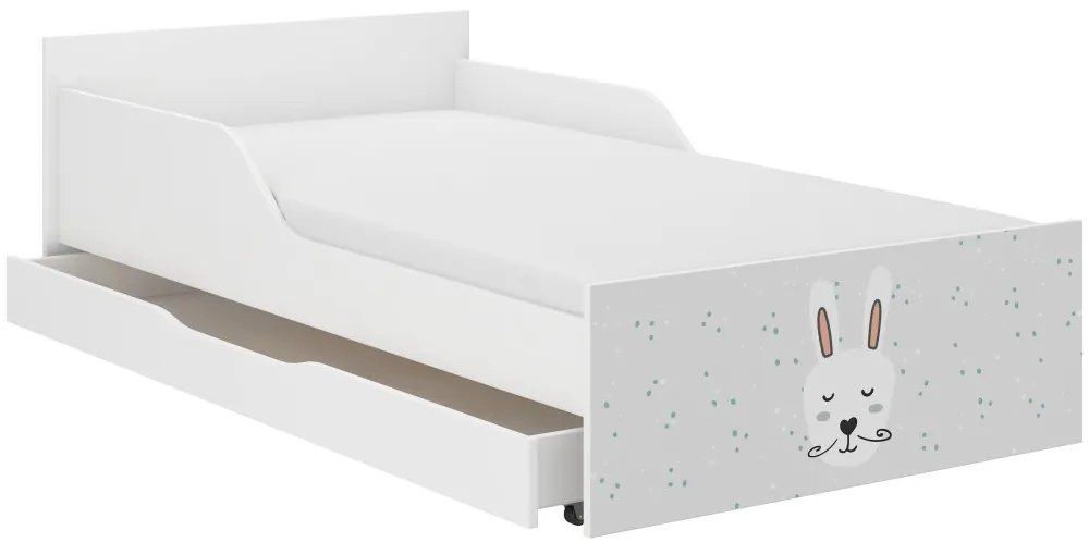 Pătuț pentru copii cu iepurilă somnorosul 160 x 80 cm