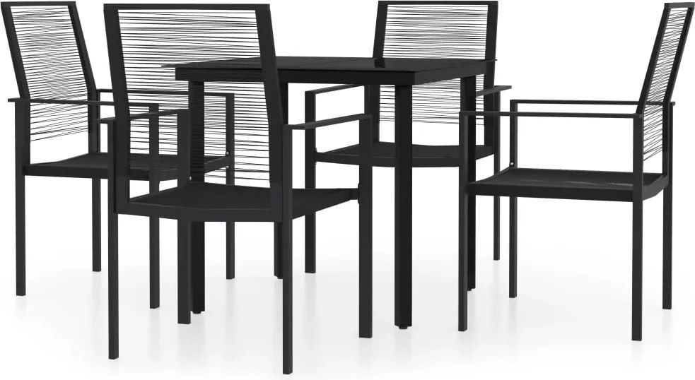 vidaXL Set de mobilier pentru grădină, 5 piese, negru