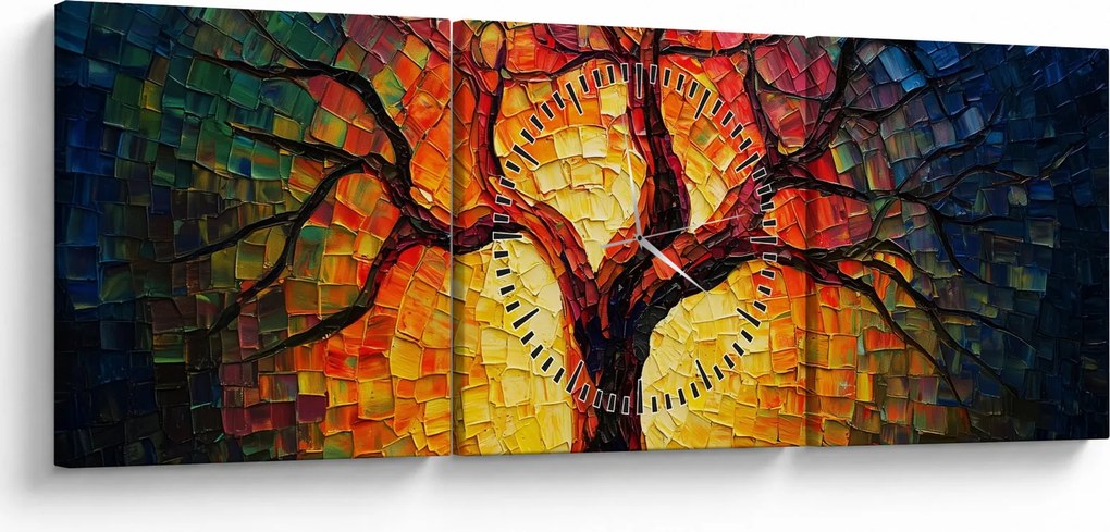 Tablou - Arborele vieții în mozaic (cu ceas) (90x30 cm)