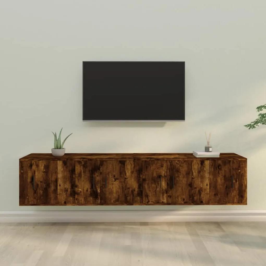 3188435 vidaXL Set dulapuri TV, 4 piese, stejar fumuriu, lemn prelucrat