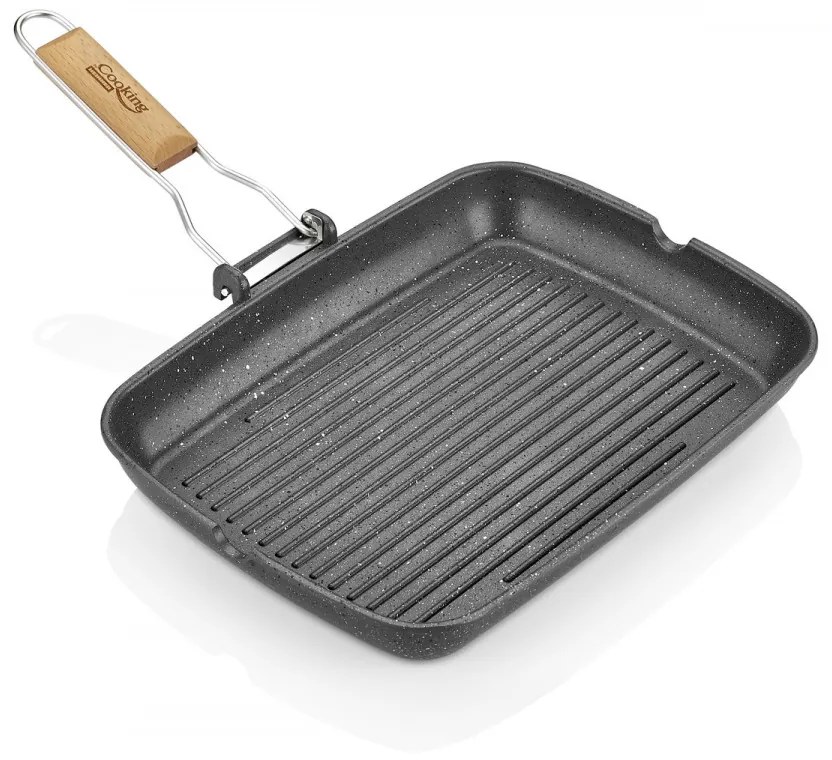 Tigaie grilll cu maner detasabil, Cooking by Heinner, 35 x 25 x 4.5 cm, aluminiu turnat cu invelis non-stick