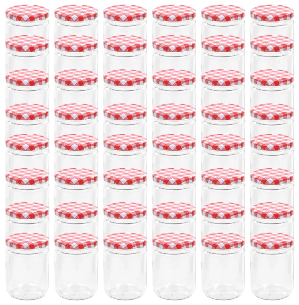 Borcane de sticla pentru gem capac alb si rosu, 48 buc, 230 ml 48, alb si rosu