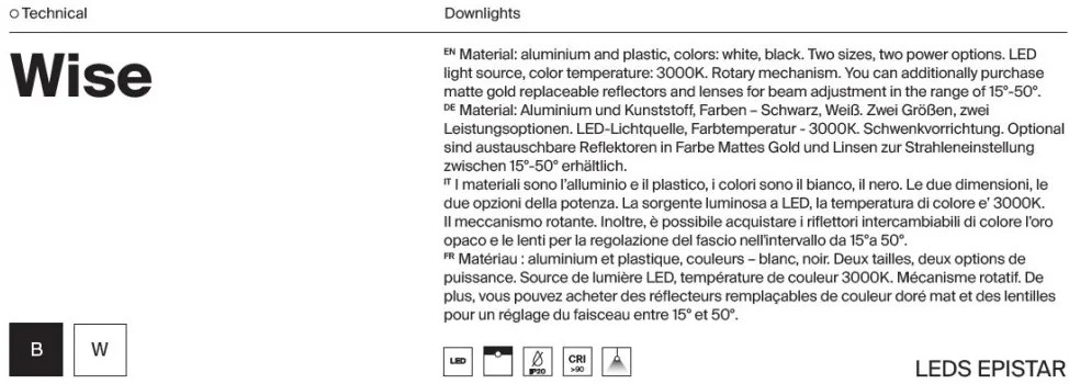 Spot LED incastrabil design tehnic Wise alb