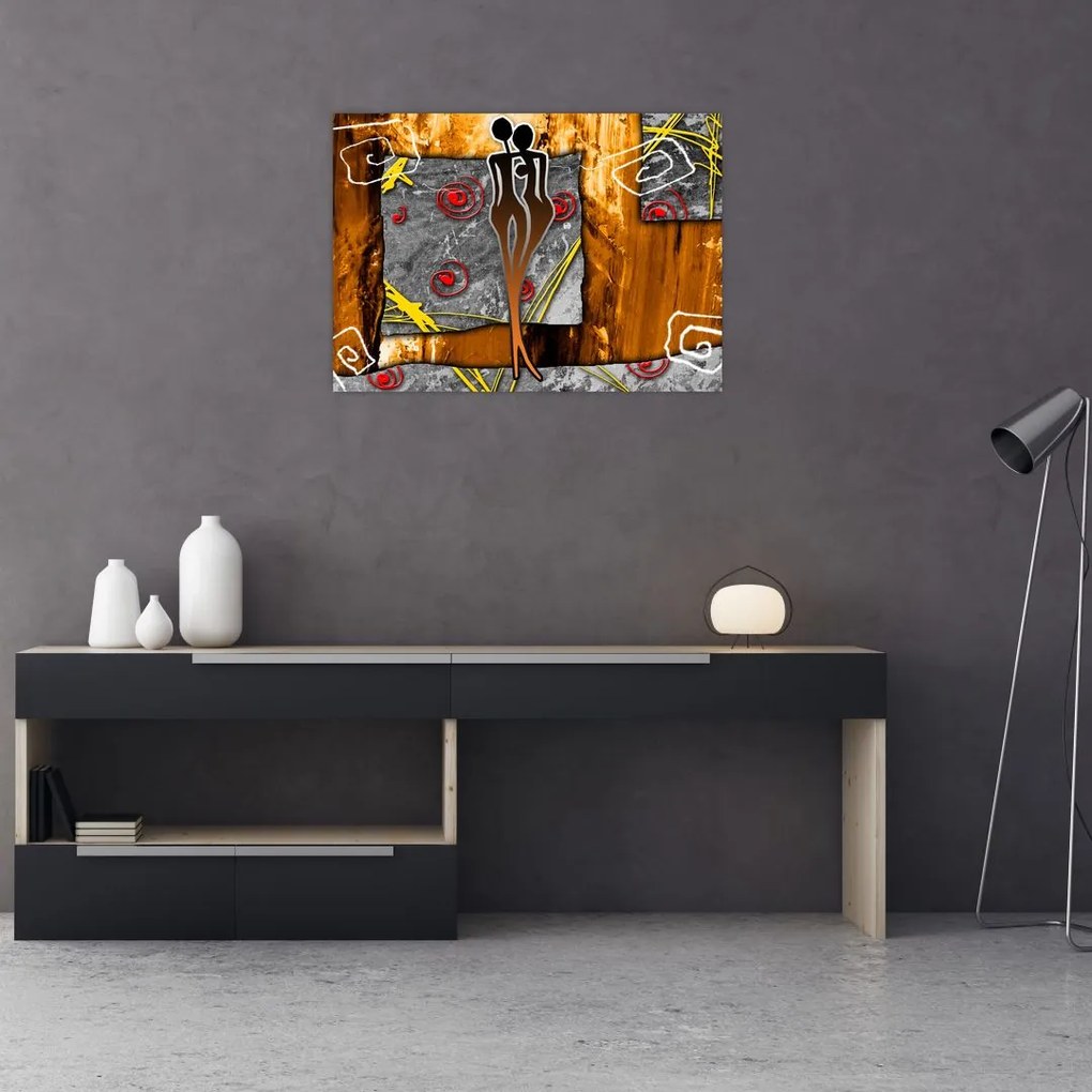 Tablou pe sticlă picturii străveche (70x50 cm)