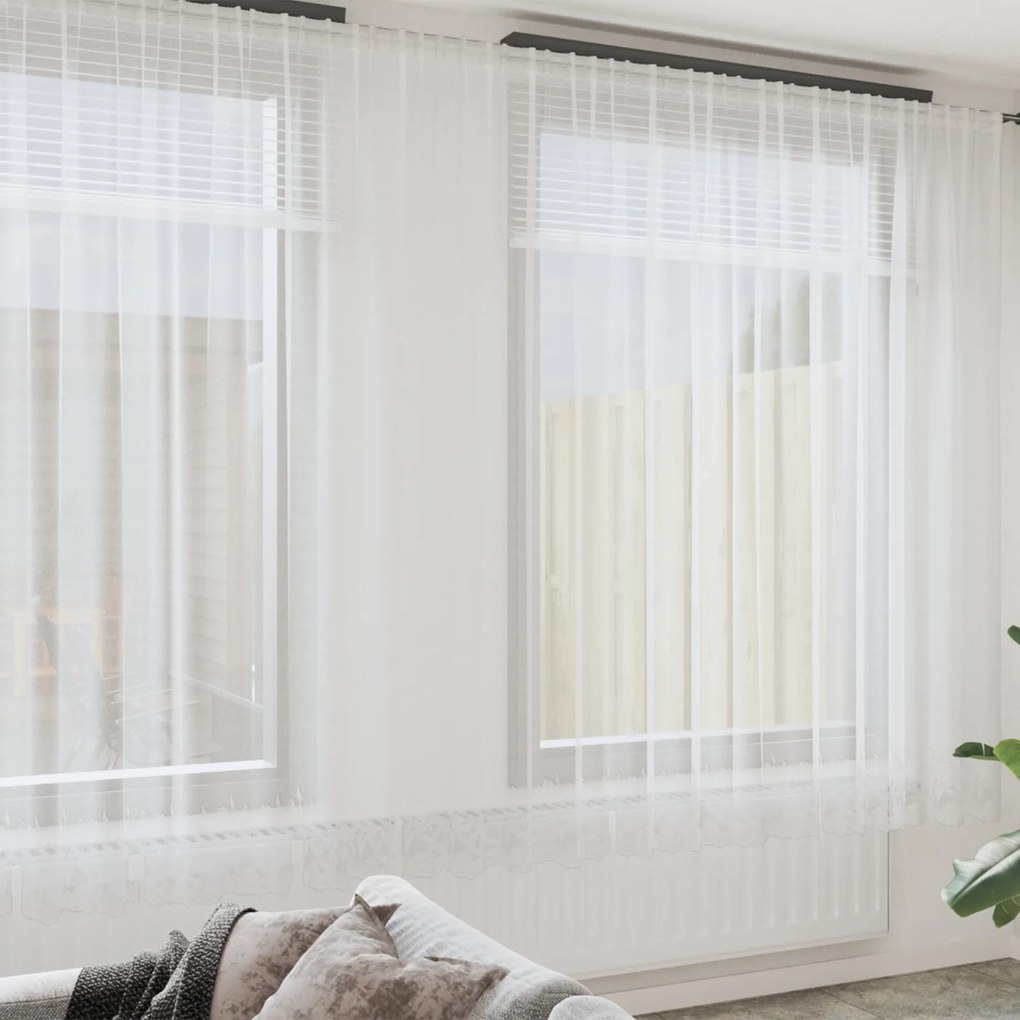 vidaXL Perdele cu perdele Floral Alb 400 x 260 cm Poliester