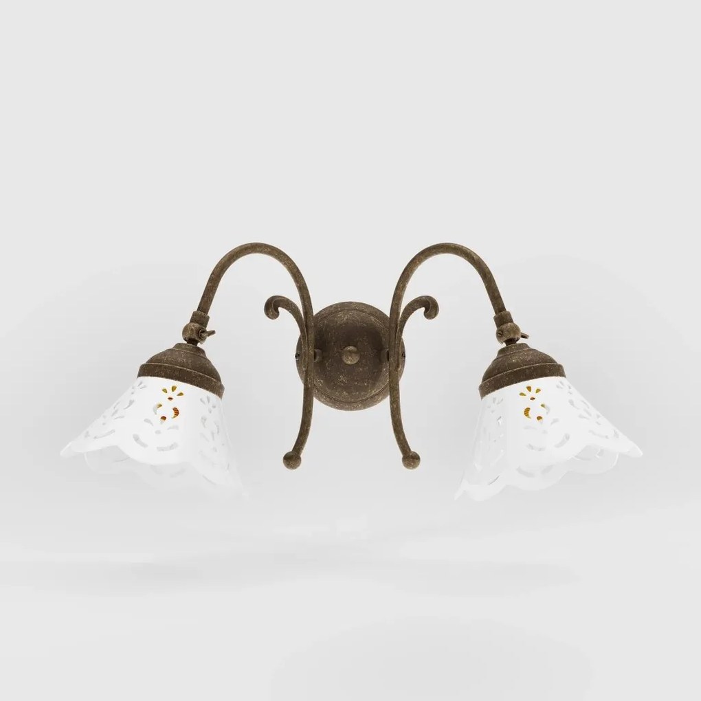 Aplica de perete din alama si abajur ceramic Zefira