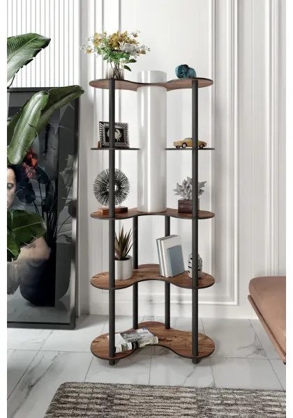 Lampadar cu rafturi 1xE27/40W/230V 150 cm negru/maro