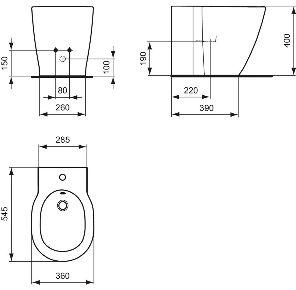 Bideu stativ Ideal Standard Connect back to wall alb lucios