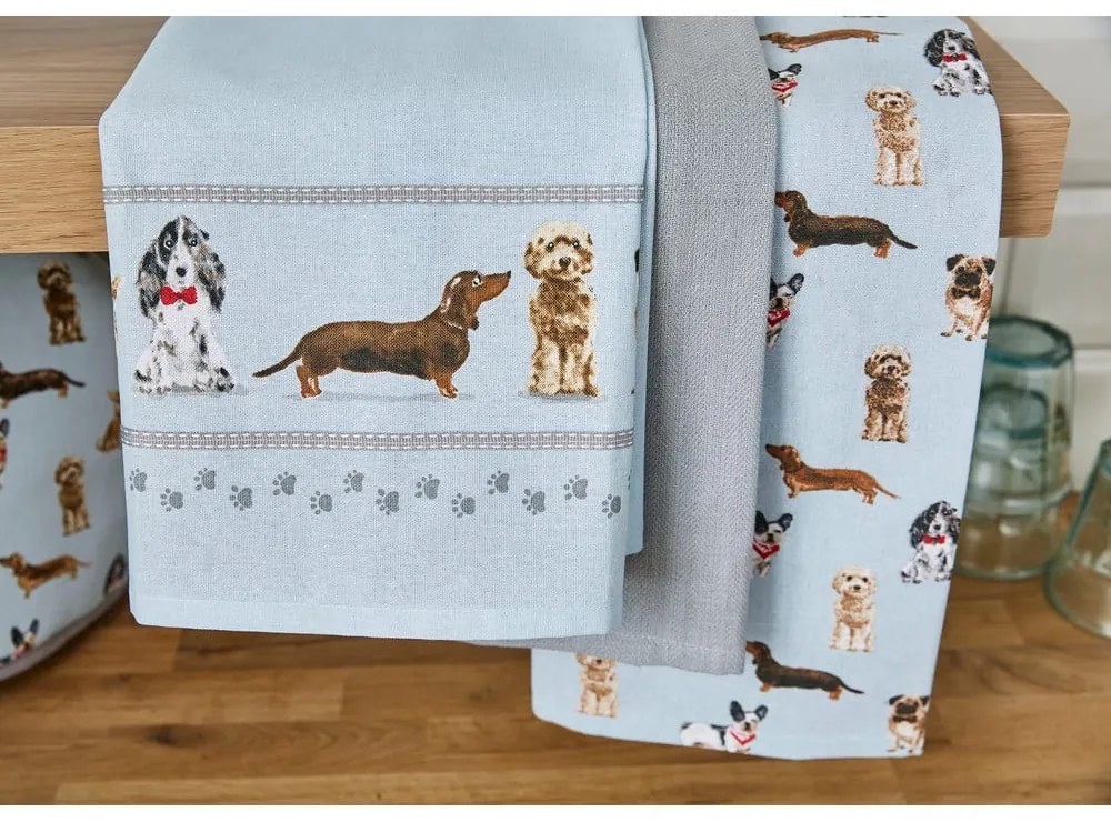 Set 3 prosoape de bucătărie Cooksmart ® Curious Dogs