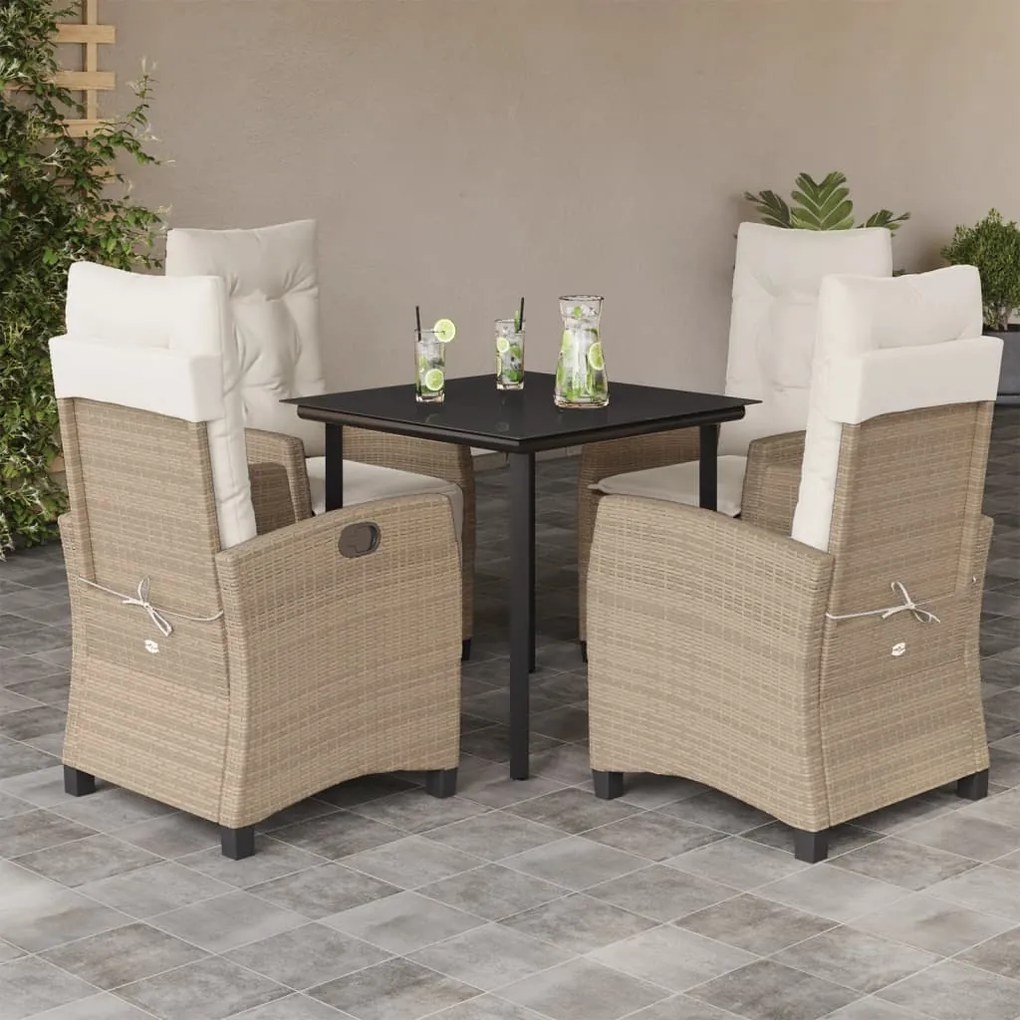vidaXL Set mobilier de grădină cu perne, 5 piese, bej, poliratan