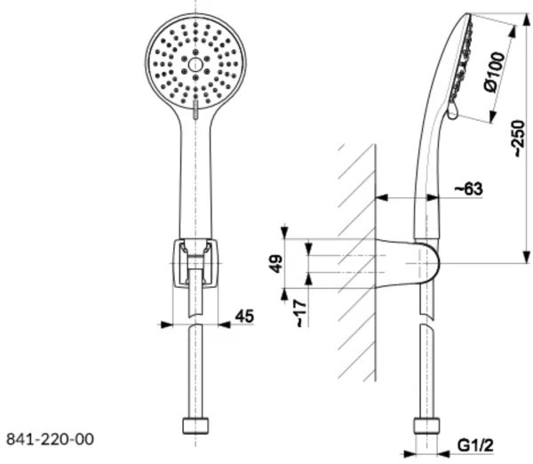 Set de duș KFA Armatura 841-220-81 MOZA oțel inoxidabil/negru mat
