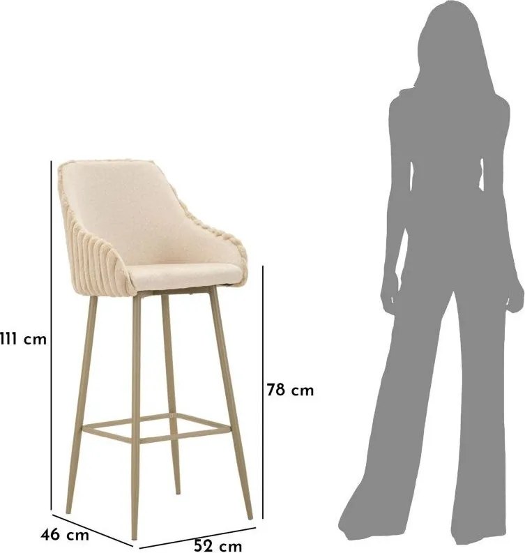 Scaune de bar crem cu cotiere 2 buc. tapițate (înălțime șezut 78 cm) Alaska – Mauro Ferretti