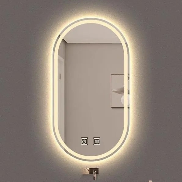 Oglindă Baie LED și Dezaburire Elit's Premium cu Senzor Touch, Lumina Rece, Caldă și Neutră, 50x80cm,