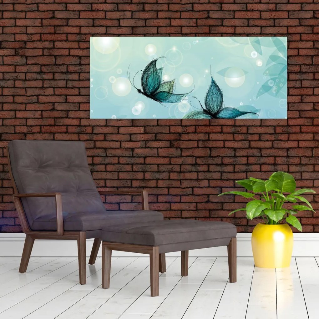 Tablou - Fluturi albaștri (120x50 cm)