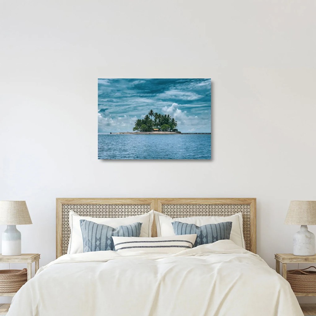 Tablou pe sticlă insula în mare (70x50 cm)