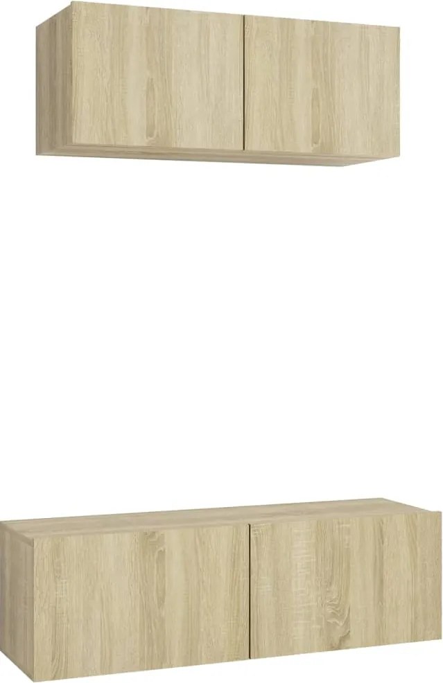 vidaXL Set dulapuri TV, 2 piese, stejar sonoma, lemn prelucrat