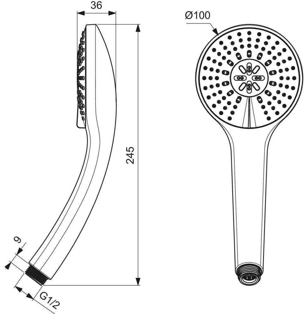 Para de dus Ideal Standard Idealrain Soft crom lucios cu 3 functii