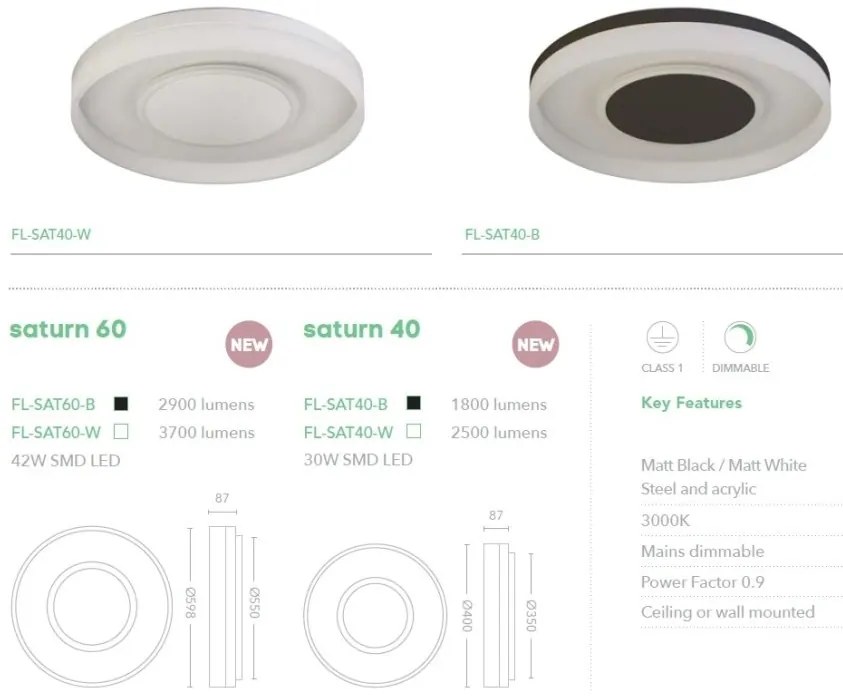 Plafoniera LED dimabila Saturn 60cm