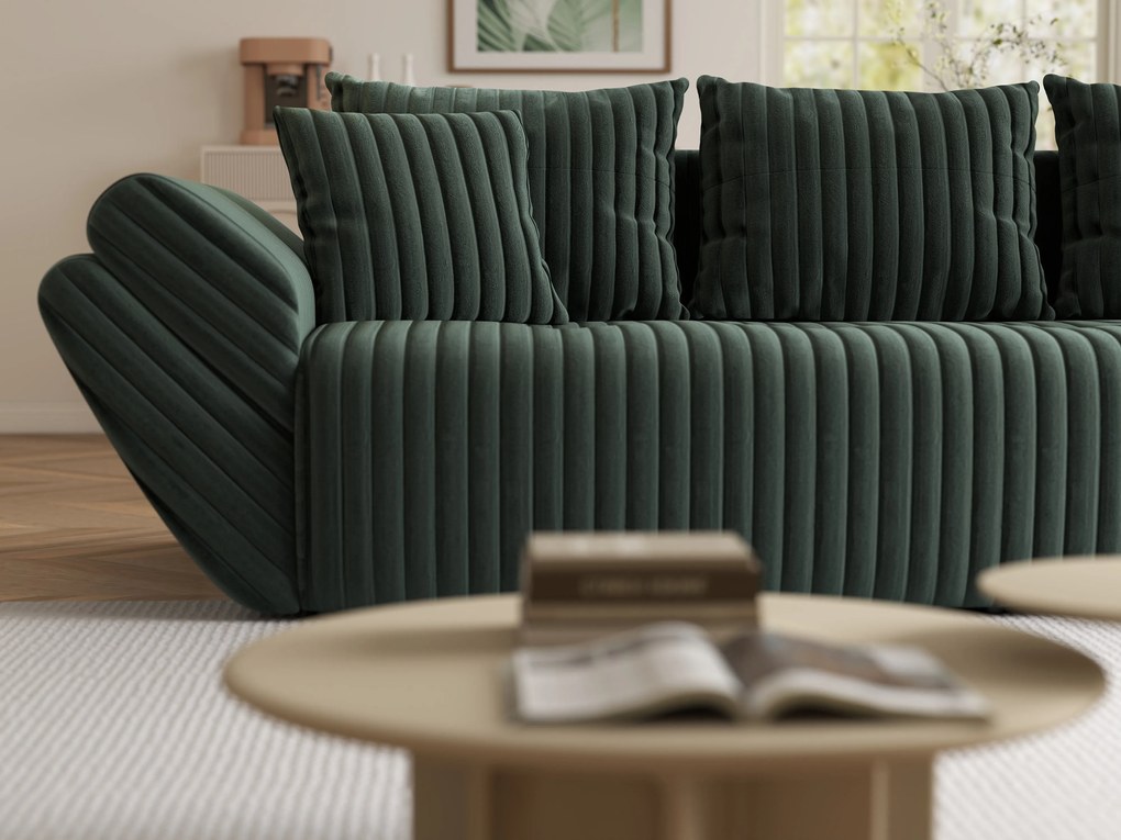 Canapea extensibilă dumonde cu ladă de depozitare si sezut confortabil din spuma high-density, Berlin Ambience Green 250x100 cm