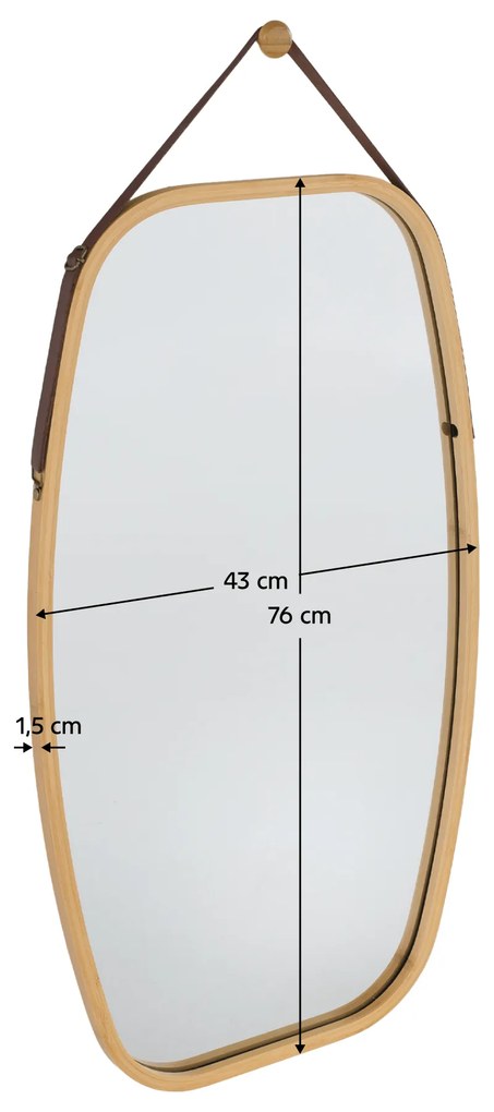 Oglindă, bambus, natural, LEMI 3+C420