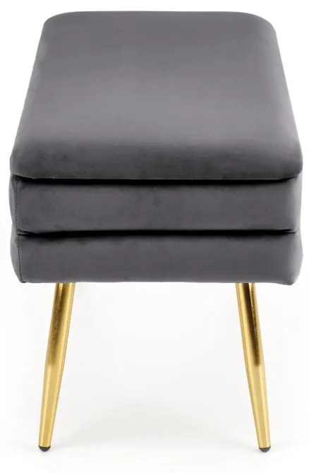 Banca dormitor Velva gri/gold - H37 cm
