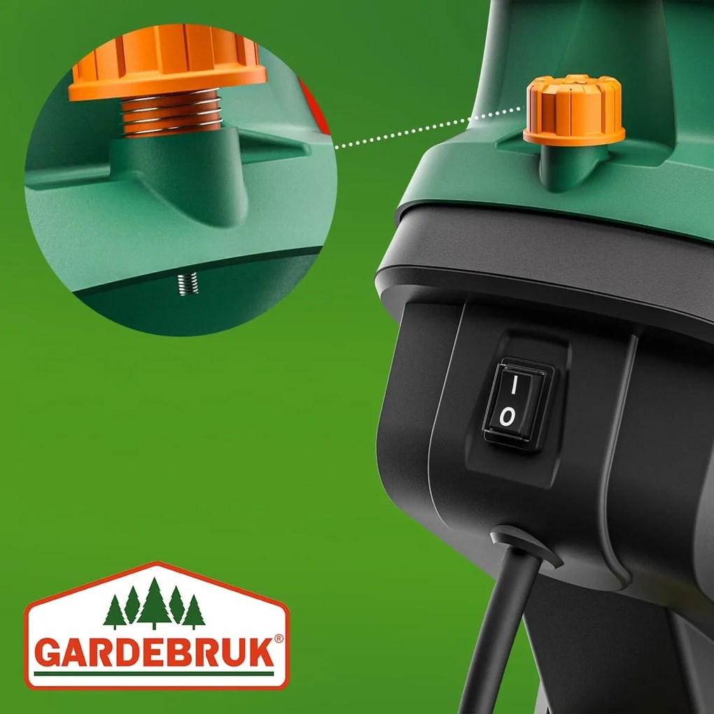 Tocător de crengi pentru grădină VAVRO, 2400W, 50l, negru/verde Gardebruk