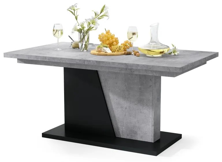 NOBLE NOIR Beton Millenium/Negru mat - MASĂ EXTENSIBILĂ până la 218 cm, pentru 8, 10 persoane.