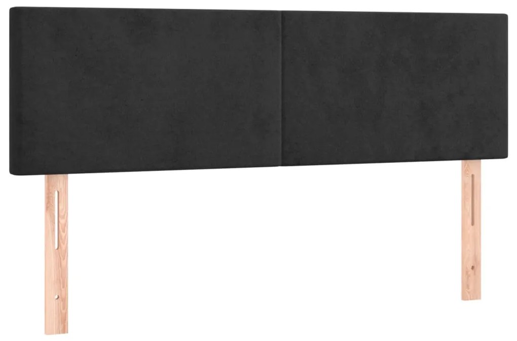 Tablii de pat, 2 buc., negru, 72x5x78 88 cm, catifea 2, Negru, 144 x 5 x 78 88 cm