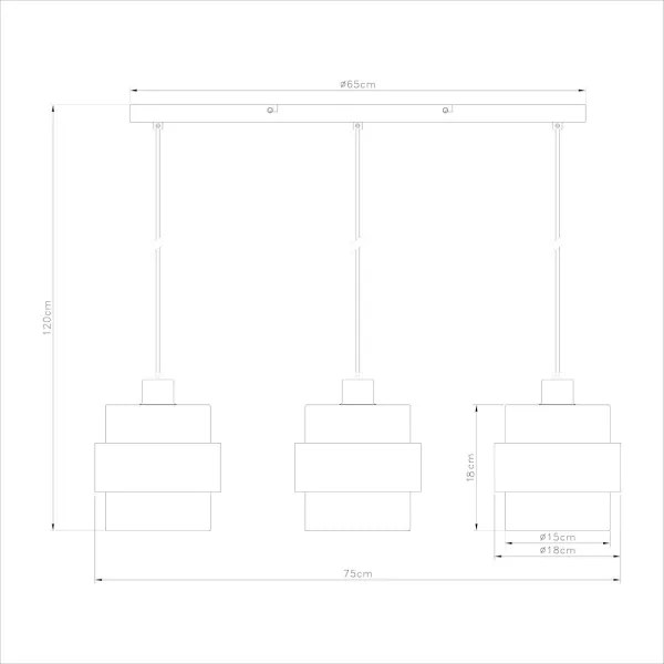 Candelabru suspendat pe cablu VALENTINO 3xE27/15W/230V bej/transparent