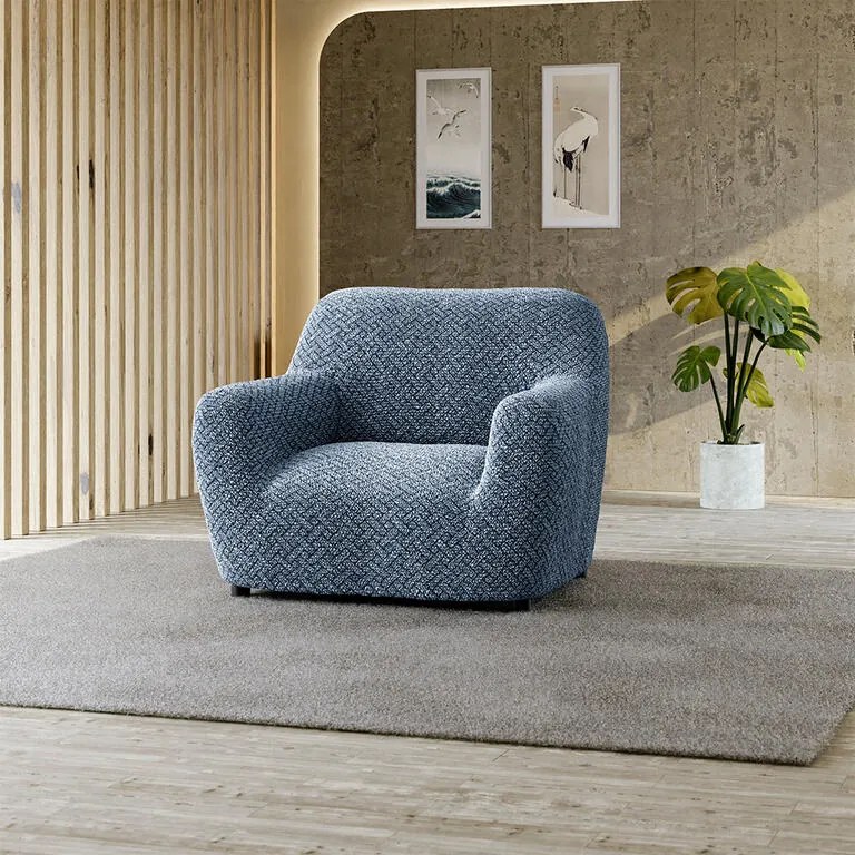 Huse bielastice VENEZIA albastre fotoliu (l. 60 - 110 cm)