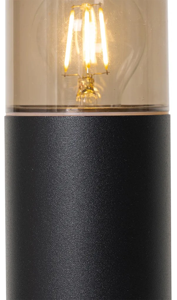 Lampă de podea pentru exterior neagră cu abajur fumuriu 50 cm - Odense