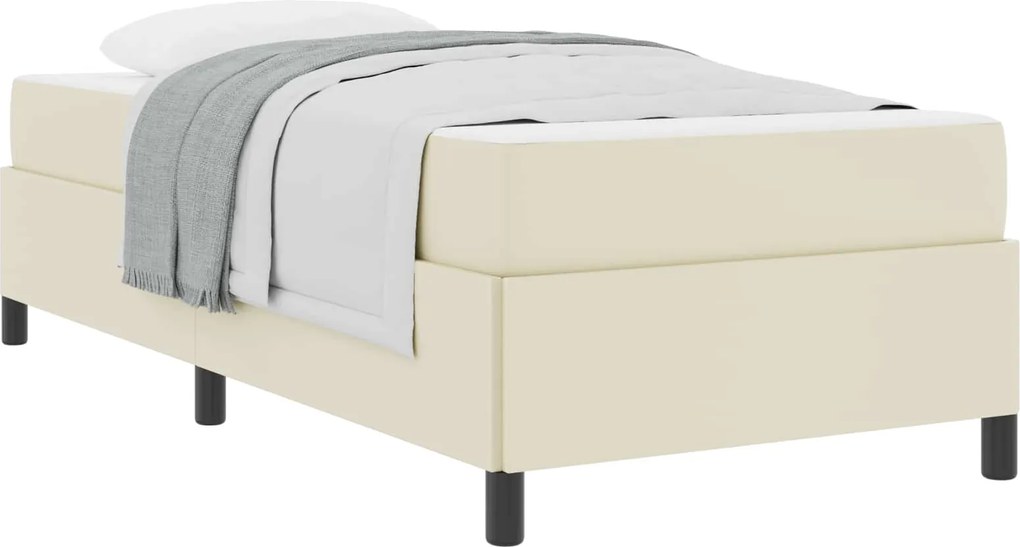 vidaXL Cadru de pat cu saltea Crem 100 x 200 cm țesătură