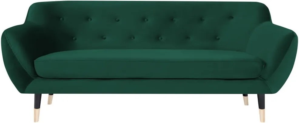 Canapea cu 3 locuri Mazzini Sofas AMELIE cu picioare negre, verde