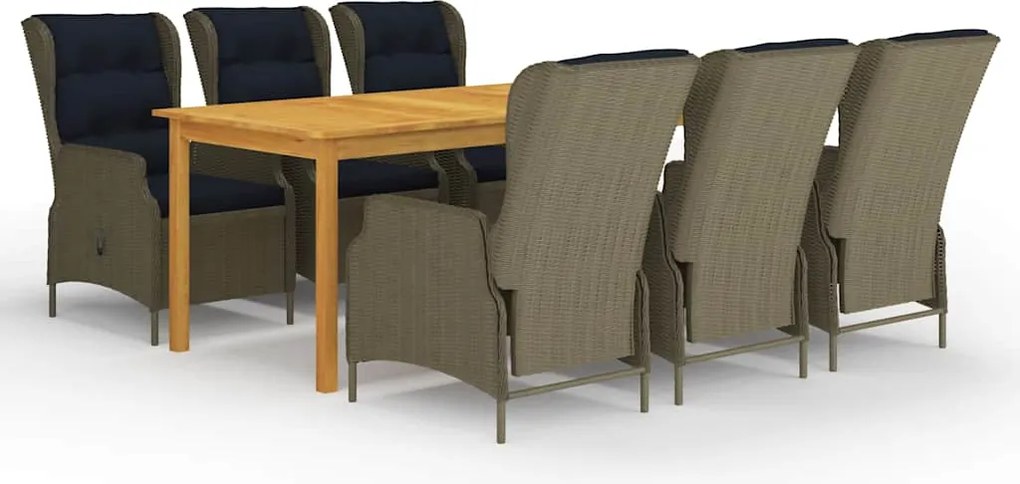 vidaXL Set mobilier de grădină, 7 piese, maro