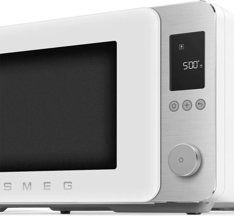 Cuptor cu microunde combinat cu aer cald SMEG Collezione MOC02WHMEU, 900 W, 27 l, 25 de programe, închidere lină, setări personalizate, alb mat