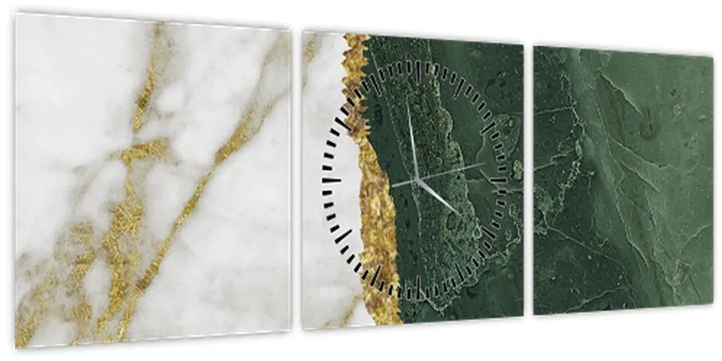 Tablou - Marmură verde N⁰3 (cu ceas) (90x30 cm)