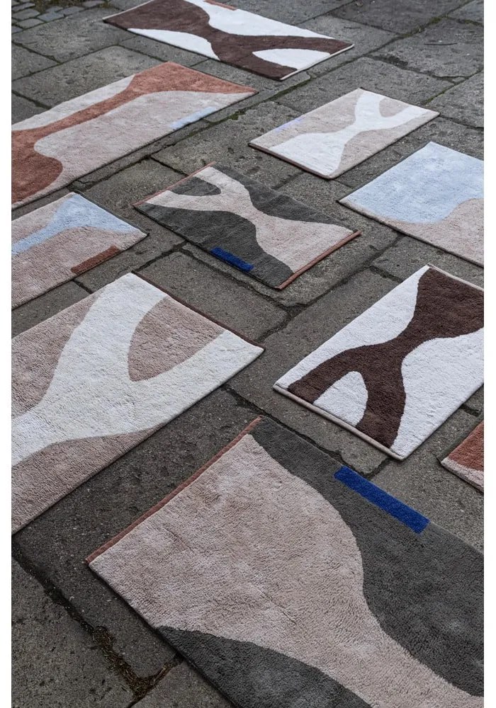 Covor tip traversă alb/maro lavabil din bumbac 70x150 cm Figura – Mette Ditmer Denmark