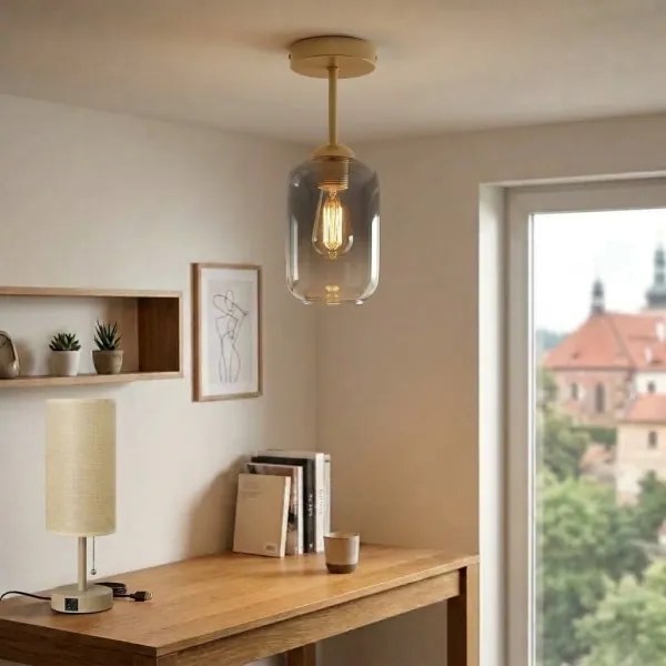 BRILAGI - Lustră aplicată LED R GLASS 1xE27/60W/230V Ø 14 cm bej/gri fumuriu