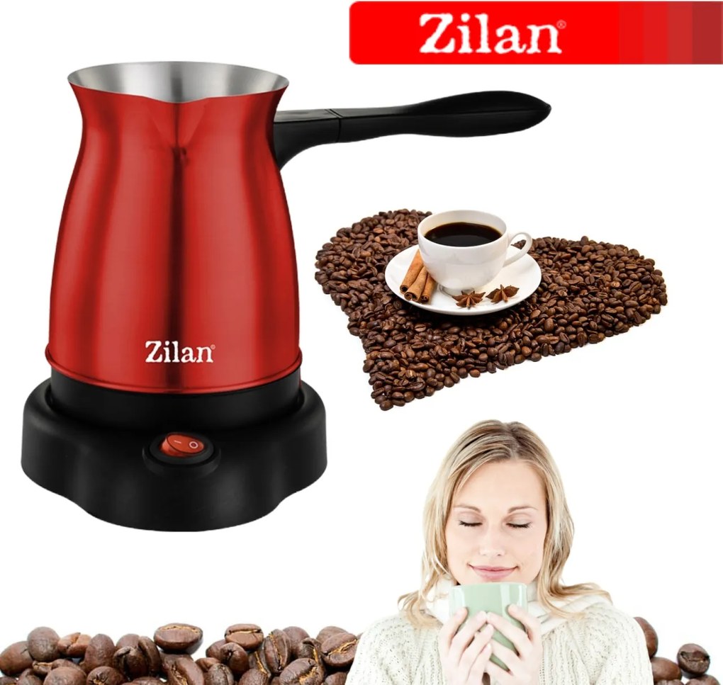 Ibric electric Zilan ZLN3627 Rosu, putere 800W, Capacitate 6 cesti