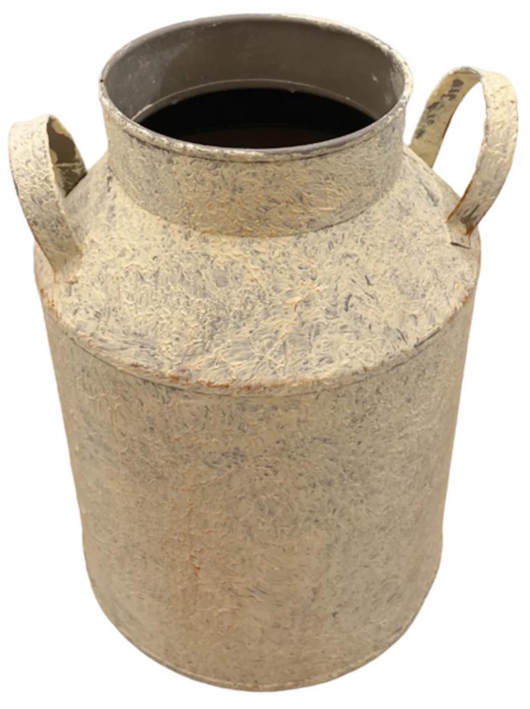 Vaza metal JANA, Crem antichizat, 18cm